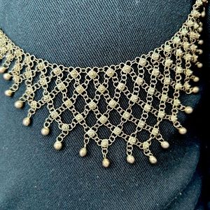 Silver antique handmade chain necklace.